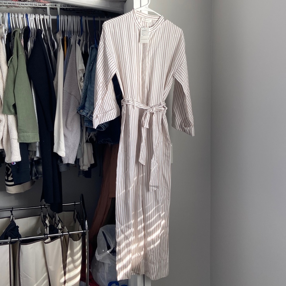 Club Monaco Tan Striped Belted Jumpsuit, BWT